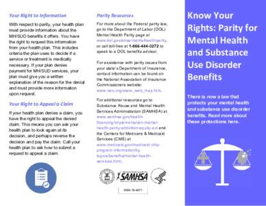 Know Your Rights: Parity for Mental Health and Substance Use Disorder Benefits