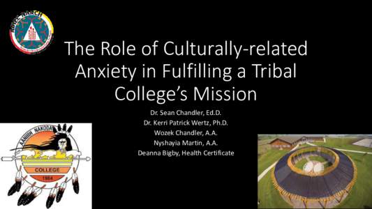 The Role of Culturally-related Anxiety in Fulfilling a Tribal College’s Mission Dr. Sean Chandler, Ed.D. Dr. Kerri Patrick Wertz, Ph.D. Wozek Chandler, A.A.