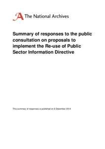 Summary of responses to public consultation on proposals to implement the PSI Directive