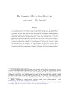 The Democratic Effect of Direct Democracy Lucas Leemann† Fabio Wasserfallen‡  Abstract