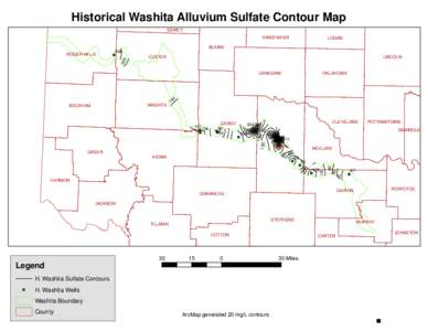 Historical Washita Alluvium Sulfate Contour Map DEWEY KINGFISHER LOGAN