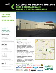 for SU B l e a s e AUTOMOTIVE building sublease 8001 greenback lane citrus heights, caLIFORNIA