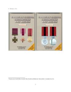 01 February[removed]Proposed covers for the 6th Edition of Canadian Orders, Decorations and Medals book. Never published – but available here on line.