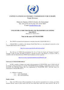 UN/LOCODE Secretariat Notes