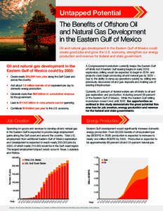 Untapped Potential The Benefits of Offshore Oil and Natural Gas Development in the Eastern Gulf of Mexico Oil and natural gas development in the Eastern Gulf of Mexico could create good jobs and grow the U.S. economy, st