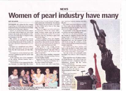 NEWS  Women of pearl industry have many AMYWILLIAMS  UNVEILING of a statue for the women