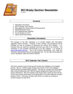 BCI Brady Section Newsletter Feb 2014 Contents 1. 2.