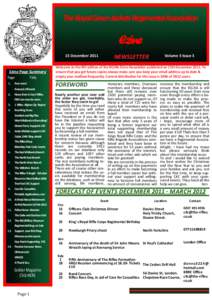 The Royal Green Jackets Regimental Association  Ezine NEWSLETTER  15 December 2011