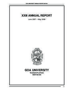 GOA UNIVERSITY ANNUAL REPORT[removed]XXIII ANNUAL REPORT