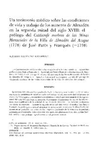 Un testimonio médico sobre las condiciones de vida y trabajo de los mineros de Almadén en la segunda mitad del siglo XVIII: el