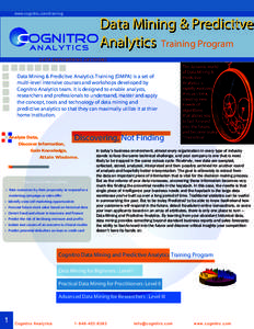 www.cognitro.com/training  Data Mining & Predictive Predicitve Analytics Training Program