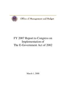 FY 2007 Report to Congress