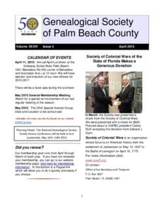 Genealogical Society of Palm Beach County Volume XXXIV Issue 4