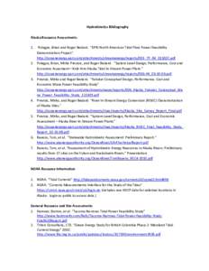 Hydrokinetics Bibliography Alaska Resource Assessments 1. 2.