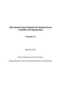 Side-channel Attack Standard Evaluation Board SASEBO-GIII Specification - VersionApril 26, 2013