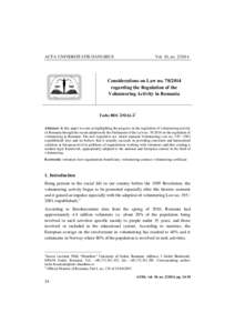 ACTA UNIVERSITATIS DANUBIUS  Vol. 10, noConsiderations on Law noregarding the Regulation of the