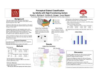 Perceptual Dialect Classification by Adults with High-Functioning Autism Kristin L. Rohrbeck°, Cynthia G. Clopperˆ, Laura Wagner° Developmental Language and Cognition Lab at OSU