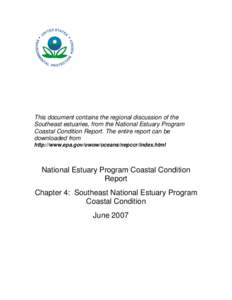 National Estuary Program Coastal Condition Report, NEP CCR - Chapter 4, Regional