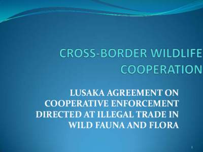 LUSAKA AGREEMENT ON COOPERATIVE ENFORCEMENT DIRECTED AT ILLEGAL TRADE IN WILD FAUNA AND FLORA 1