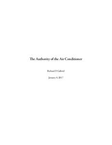 The Authority of the Air Conditioner Richard P. Gabriel January 4, 2017 Contents Frost Horizon . . . . . . . . .
