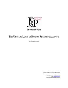 DISCUSSION NOTE  THE UNUSUAL LOGIC OF HURKA’S RECURSIVE ACCOUNT BY AVRAM HILLER  JOURNAL OF ETHICS & SOCIAL PHILOSOPHY