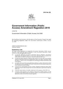 2010 No 252  New South Wales Government Information (Public Access) Amendment Regulation 2010
