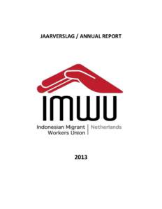 JAARVERSLAG / ANNUAL REPORT  2013 List of Content