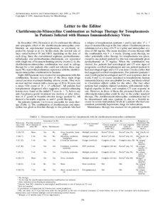 ANTIMICROBIAL AGENTS AND CHEMOTHERAPY, Jan. 1995, p. 276–277 Copyright ᭧ 1995, American Society for Microbiology