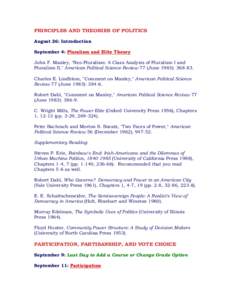 PRINCIPLES AND THEORIES OF POLITICS