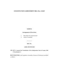 CONSTITUTION AMENDMENT BILL (NoSAMOA Arrangement of Provisions 1.
