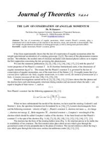 Journal of Theoretics  Vol.4-4 THE LAW OF CONSERVATION OF ANGULAR MOMENTUM Ph. M. Kanarev