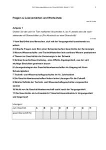 1  DaF Zulassungsprüfung an der Universität Zürich, Muster 2 / Teil I Fragen zu Leseverstehen und Wortschatz total 25 Punkte