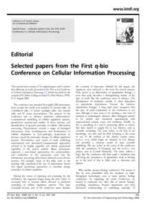 www.ietdl.org Published in IET Systems Biology doi: iet-syb:Special Issue – Selected papers from the First q-bio Conference on Cellular Information Processing