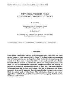 Fluid dynamics / Comet / Meteoroid / Lyrids / 42981 Jenniskens / Radiant / Orionids / Peter Jenniskens / Leonids / Meteor showers / Astronomy / Planetary science