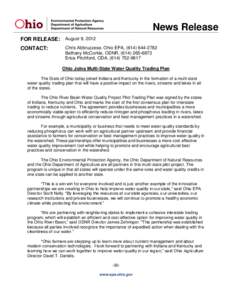 News Release FOR RELEASE: August 9, 2012 CONTACT: Chris Abbruzzese, Ohio EPA, ([removed]Bethany McCorkle, ODNR, ([removed]