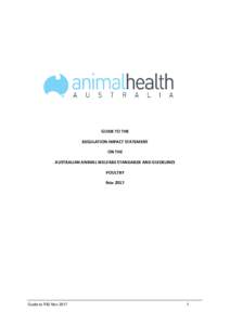 GUIDE TO THE REGULATION IMPACT STATEMENT ON THE AUSTRALIAN ANIMAL WELFARE STANDARDS AND GUIDELINES POULTRY Nov 2017