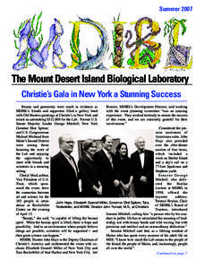 Summer[removed]The Mount Desert Island Biological Laboratory Christie’s Gala in New York a Stunning Success Beauty and generosity were much in evidence as Bowers, MDIBL’s Development Director, said working