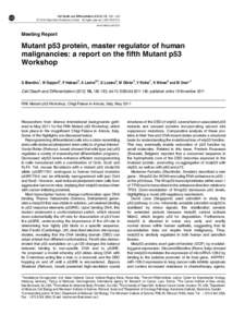 Mutant p53 protein, master regulator of human malignancies: a report on the fifth Mutant p53 Workshop