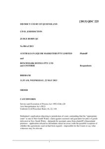 [2013] QDC 225 DISTRICT COURT OF QUEENSLAND CIVIL JURISDICTION  JUDGE ROBIN QC