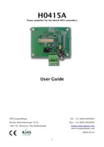 H0415A  Power amplifier for the H0420 MP3 controllers User Guide