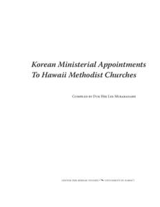 Korean Ministerial Appointments to Hawaii Methodist Churches