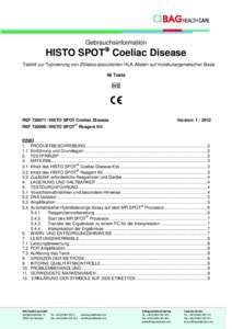 Gebrauchsinformation  HISTO SPOT Coeliac Disease Testkit zur Typisierung von Zöliakie-assoziierten HLA Allelen auf molekulargenetischer Basis 48 Tests