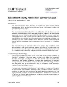 Dr.-Ing. Mario Heiderich, Cure53 Bielefelder Str. 14 DBerlin cure53.de ·   TunnelBear Security Assessment Summary