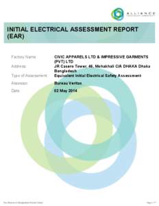 INITIAL ELECTRICAL ASSESSMENT REPORT (EAR) Factory Name: Type of Assessment: