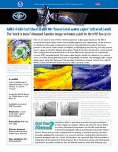 NOAA Satellite and Information Ser vice | GOES-R Program O ffice  GOES-R ABI Fact Sheet Band 10 (“lower-level water vapor” infrared band) The “need to know” Advanced Baseline Imager reference guide for the NWS fo