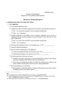 DSWD-RLA Form 1 1 Republic of the Philippines Department of Social Welfare and Development CHECKLIST OF REQUIREMENTS