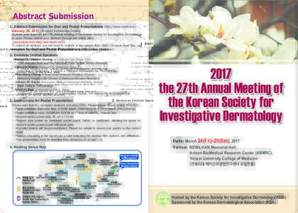 Abstract Submission 1. Abstract Submission for Oral and Poster Presentations (http://www.eksid.re.kr) January 26, Abstract Submission Closing Abstract submission for the 27th Annual Meeting of the Korean Society f