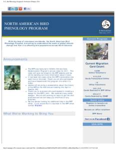 N.A. Bird Phenology Program E-Newlsetter February[removed]NORTH AMERICAN BIRD PHENOLOGY PROGRAM  E-Newsletter