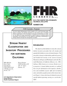 R-5’s FISH HABITAT RELATIONSHIPS TECHNICAL BULLETIN NUMBER ONE  FHR Currents...Purpose