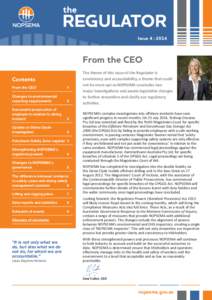 Issue 4 : 2014  From the CEO Contents From the CEO